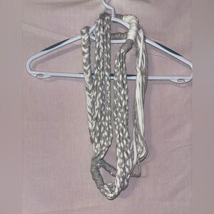 Chic Braided Scarf in Gray and White